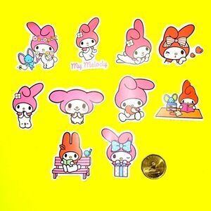 3/$20 Brand New 10x Waterproof Sanrio Melody Stickers